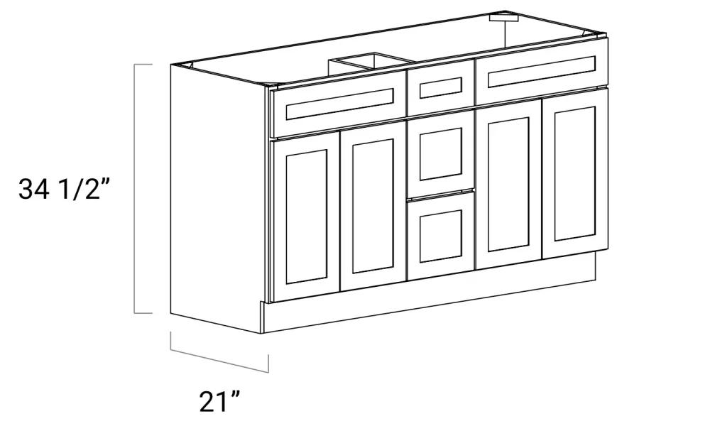 BATHROOM VANITY CABINETS - Vanity Combo Three Drawer - Four Door - V603421D