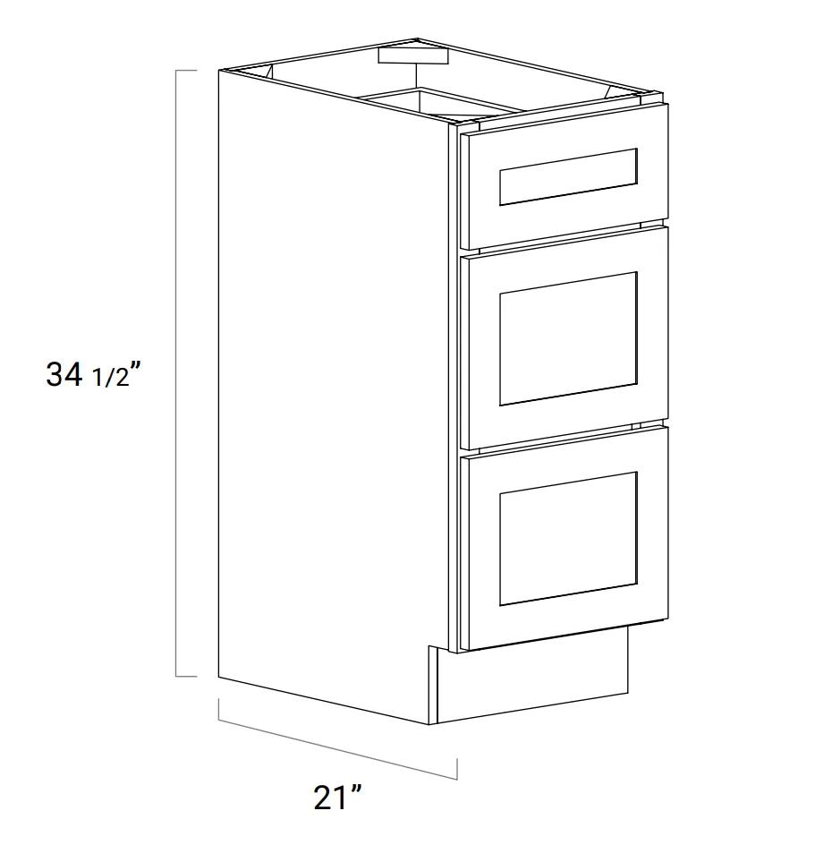 BATHROOM VANITY CABINETS - Three Drawer Vanity Drawer Base - 3VDB123421