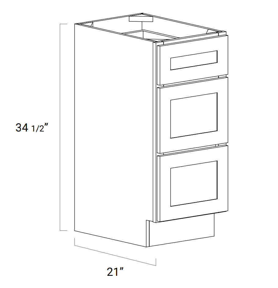 BATHROOM VANITY CABINETS - Three Drawer Vanity Drawer Base - 3VDB153421