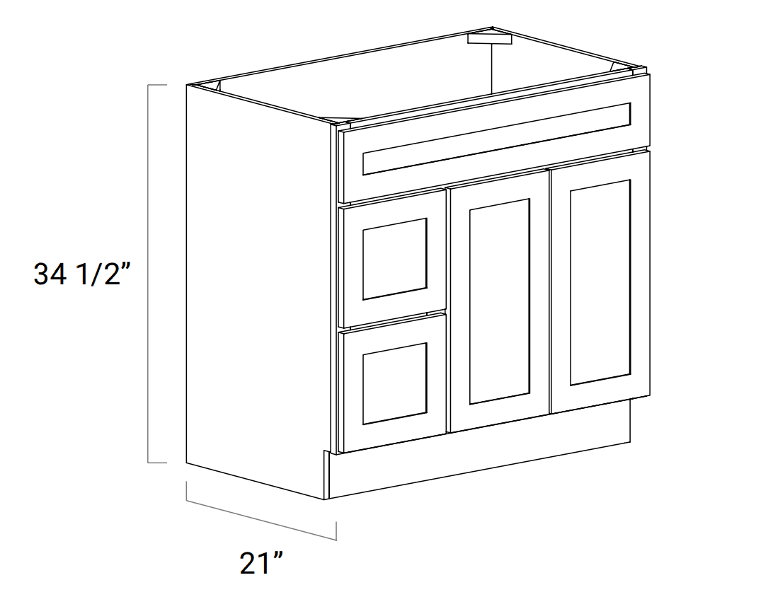 BATHROOM VANITY CABINETS - Vanity Combo Two Drawer - Two Door - V363421R