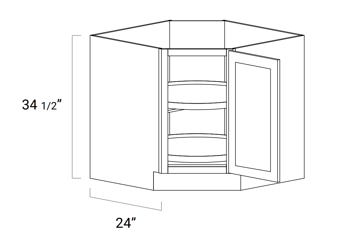 BASE CABINETS - Lazy Susan Diagonal Door - LS36DD