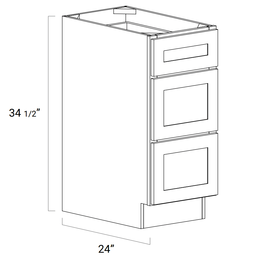 BASE CABINETS - Three Drawer Base - 3DB15